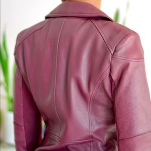 BCBG Max Azria Burgundy Leather Moto Jacket